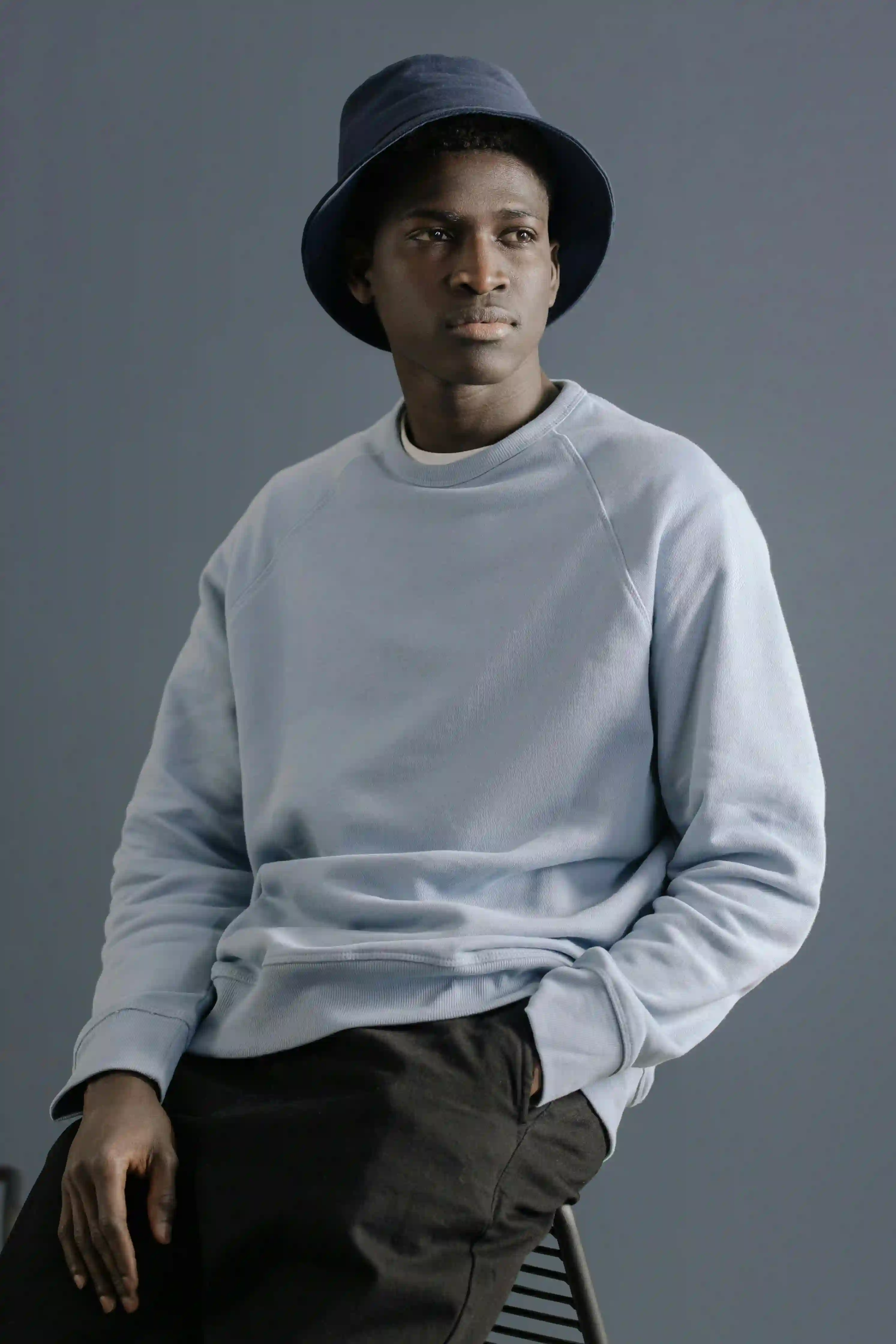 Quiet fashion studio portrait